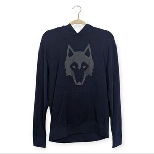 NWT Greyson Navy Blue Grey Wolf Logo Icon Gotham Hoodie Size S